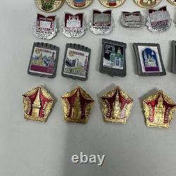 Vintage Russian Lapel x 53 Hat Pins USSR Soviet City Landmarks Enamel 1993