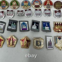 Vintage Russian Lapel x 53 Hat Pins USSR Soviet City Landmarks Enamel 1993