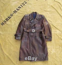 Vintage Russian Military Uniform Leather Trench Coat NKVD WW2 Officer USSR