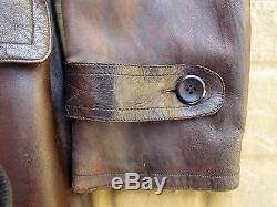 Vintage Russian Military Uniform Leather Trench Coat NKVD WW2 Officer USSR