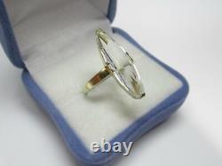 Vintage Russian Rock Crystal Ring Soviet Sterling Silver 875 Jewelry USSR Size 9