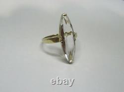 Vintage Russian Rock Crystal Ring Soviet Sterling Silver 875 Jewelry USSR Size 9