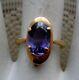 Vintage Russian Russia Soviet Ussr 18k 750 Yellow Gold Amethyst Solitaire Ring