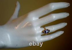 Vintage Russian Russia Soviet USSR 18K 750 Yellow Gold Amethyst Solitaire RING