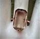 Vintage Russian Russia Ussr 14k 583 Rose Pink Gold Smokey Topaz Cocktail Ring