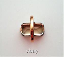 Vintage Russian Russia USSR 14K 583 Rose Pink Gold Smokey Topaz Cocktail RING