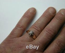 Vintage Russian Soviet 583 14k Rose Gold Diamond Engagement Ring