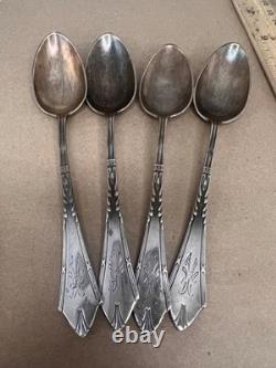 Vintage Russian Soviet 875 Silver Spoons Set of 4 Solid Silver 103g USSR Flatwar