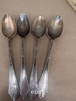 Vintage Russian Soviet 875 Silver Spoons Set of 4 Solid Silver 103g USSR Flatwar