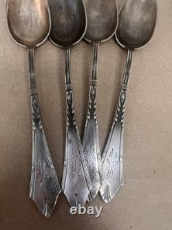 Vintage Russian Soviet 875 Silver Spoons Set of 4 Solid Silver 103g USSR Flatwar