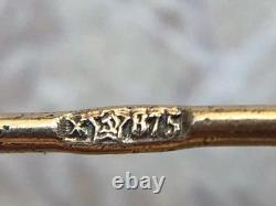 Vintage Russian Soviet Amethyst Stone Earrings Gilt Sterling Silver 875 USSR