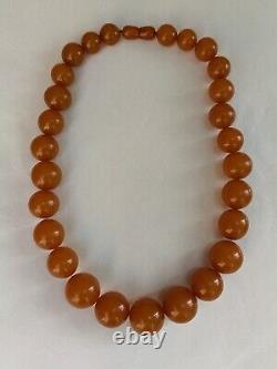 Vintage Russian Soviet Baltic Sea Amber Necklace Ussr Kaliningrad Stone Rock