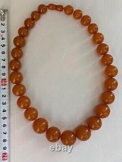 Vintage Russian Soviet Baltic Sea Amber Necklace Ussr Kaliningrad Stone Rock