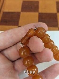 Vintage Russian Soviet Baltic Sea Amber Necklace Ussr Kaliningrad Stone Rock