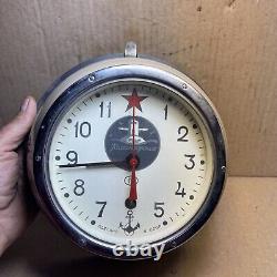 Vintage Russian Soviet CCCP Kauahguyckue Maritime Submarine Clock Nice Condition