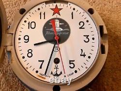 Vintage Russian Soviet CCCP Kauahguyckue Maritime Submarine Clock with 2 Keys
