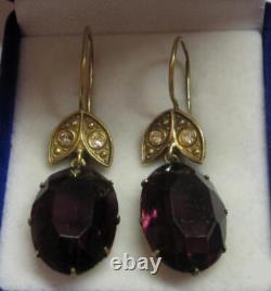 Vintage Russian Soviet Earrings Sterling Silver 875, Women's Jewelry 6.90gr USSR