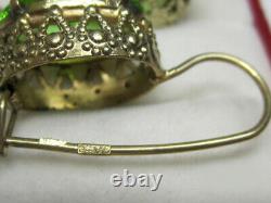Vintage Russian Soviet Earrings Sterling Silver 875, Women's Jewelry 7.25gr USSR