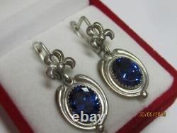 Vintage Russian Soviet Earrings Sterling Silver 925, Women's Jewelry 5.94gr USSR