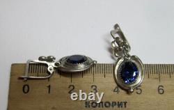 Vintage Russian Soviet Earrings Sterling Silver 925, Women's Jewelry 5.94gr USSR