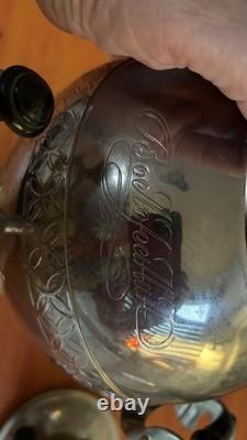 Vintage Russian Soviet Electric Samovar Engraved Metal USSR