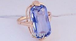 Vintage Russian Soviet Rose Gold Ring Blue Perunite Stone 583 14K Size 10 USSR