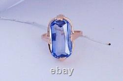 Vintage Russian Soviet Rose Gold Ring Blue Perunite Stone 583 14K Size 10 USSR