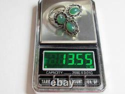 Vintage Russian Soviet Set Earrings Ring Sterling Silver 925 Chrysoprase USSR