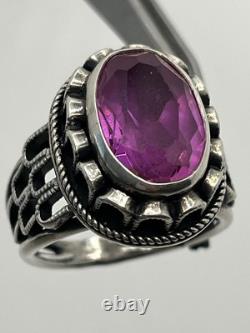 Vintage Russian Soviet Sterling Silver 875 Ring Ruby USSR, Women's Jewelry S 6,25