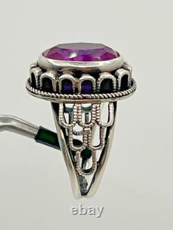 Vintage Russian Soviet Sterling Silver 875 Ring Ruby USSR, Women's Jewelry S 6,25