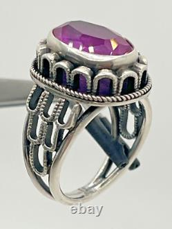 Vintage Russian Soviet Sterling Silver 875 Ring Ruby USSR, Women's Jewelry S 6,25