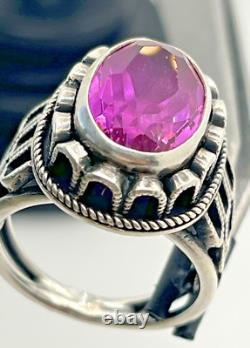 Vintage Russian Soviet Sterling Silver 875 Ring Ruby USSR, Women's Jewelry S 6,25