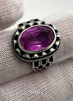 Vintage Russian Soviet Sterling Silver 875 Ring Ruby USSR, Women's Jewelry S 6,25