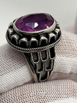 Vintage Russian Soviet Sterling Silver 875 Ring Ruby USSR, Women's Jewelry S 6,25
