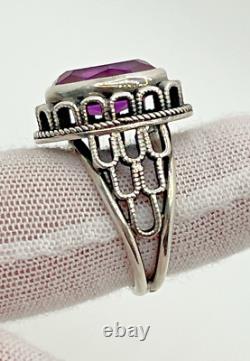 Vintage Russian Soviet Sterling Silver 875 Ring Ruby USSR, Women's Jewelry S 6,25