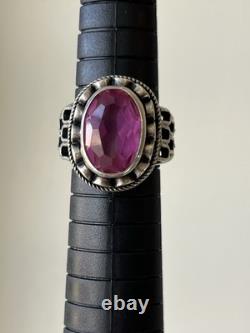 Vintage Russian Soviet Sterling Silver 875 Ring Ruby USSR, Women's Jewelry S 6,25