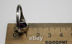 Vintage Russian Soviet Sterling Silver 875 Ring Sapphire, Women's Jewelry 9.5