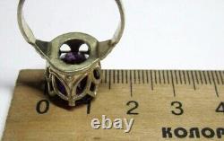 Vintage Russian Soviet Sterling Silver 875 Ring Sapphire, Women's Jewelry Size 9