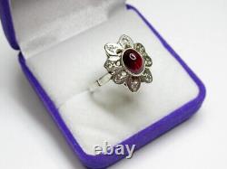 Vintage Russian Soviet Sterling Silver 916 Ring Ruby USSR, Women's Jewelry Size 9
