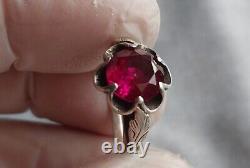 Vintage Russian Soviet Sterling Silver 925 Ring Ruby USSR, Women's Jewelry 7.25