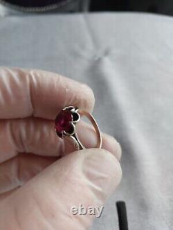 Vintage Russian Soviet Sterling Silver 925 Ring Ruby USSR, Women's Jewelry 7.25