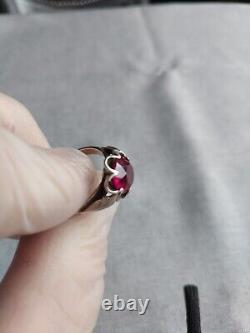 Vintage Russian Soviet Sterling Silver 925 Ring Ruby USSR, Women's Jewelry 7.25