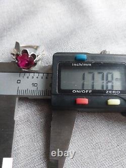 Vintage Russian Soviet Sterling Silver 925 Ring Ruby USSR, Women's Jewelry 7.25