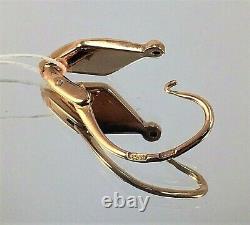 Vintage Russian Soviet USSR 14K 585 Rose Pink Gold Diamond Cut Dangle EARRINGS