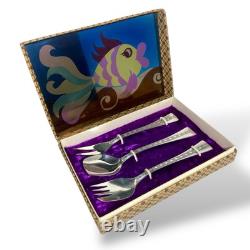 Vintage Russian Soviet USSR 916 Silver Dessert Forks Spoon 3pc Set with Gift Box