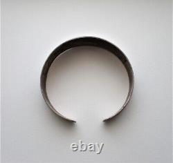 Vintage Russian Soviet USSR Solid Silver 875 Kubachi Niello Cuff Bracelet