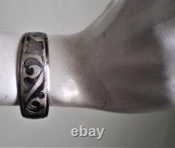 Vintage Russian Soviet USSR Solid Silver 875 Kubachi Niello Cuff Bracelet