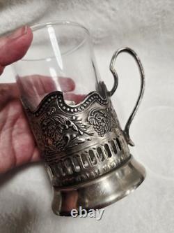 Vintage Russian Soviet USSR Space Tea Glass Holder Set of 6 Podstakannik