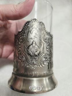 Vintage Russian Soviet USSR Space Tea Glass Holder Set of 6 Podstakannik