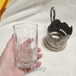 Vintage Russian Soviet USSR Space Tea Glass Holder Set of 6 Podstakannik